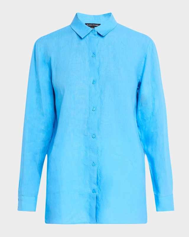 Petite Button-Down Organic Linen Sh